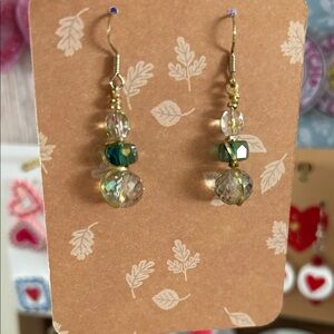Elegant Gold and Green Beaded Earrings